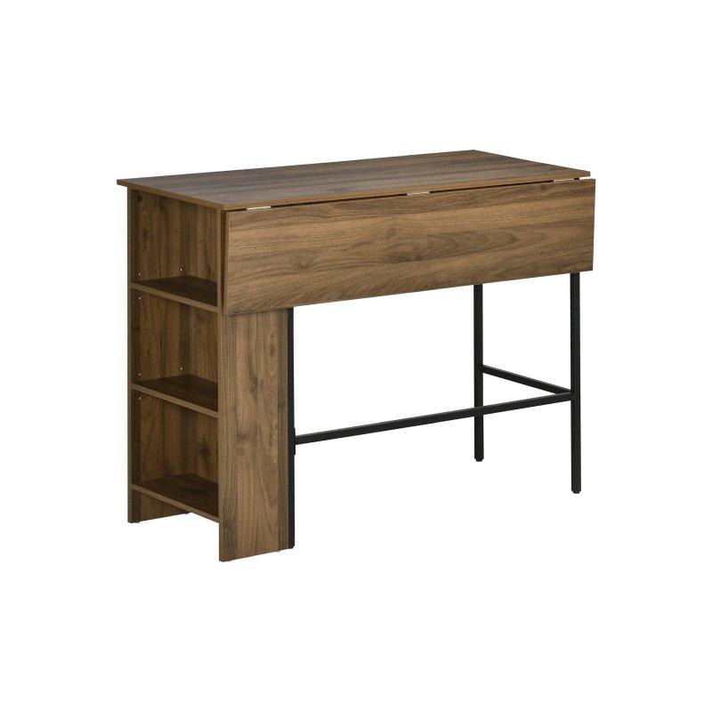 Endüstriyel Tasarımlı Ceviz Rengi Metal Ayaklı Genişletilebilir Bar Masası 120 cm - 88606