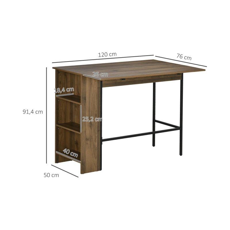 Endüstriyel Tasarımlı Ceviz Rengi Metal Ayaklı Genişletilebilir Bar Masası 120 cm - 88606