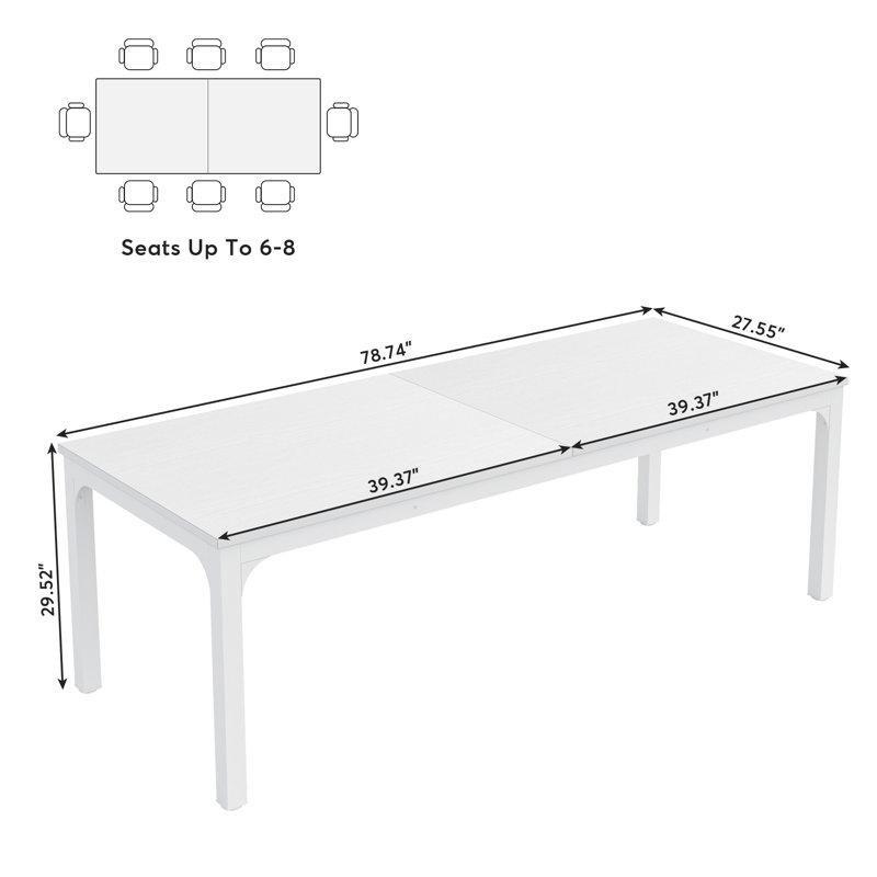 Endüstriyel Tasarımlı Dikdörtgen Büyük Yemek Masası 200x70 cm - 84598