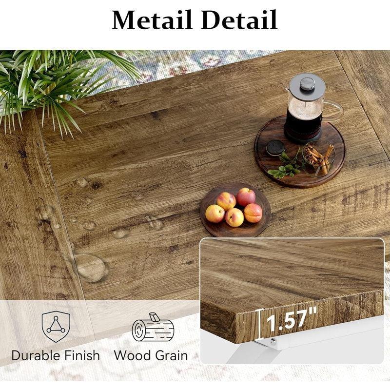Endüstriyel Tasarımlı Kahverengi Masif Ahşap Yemek Masası 180x75x75 cm - 85939