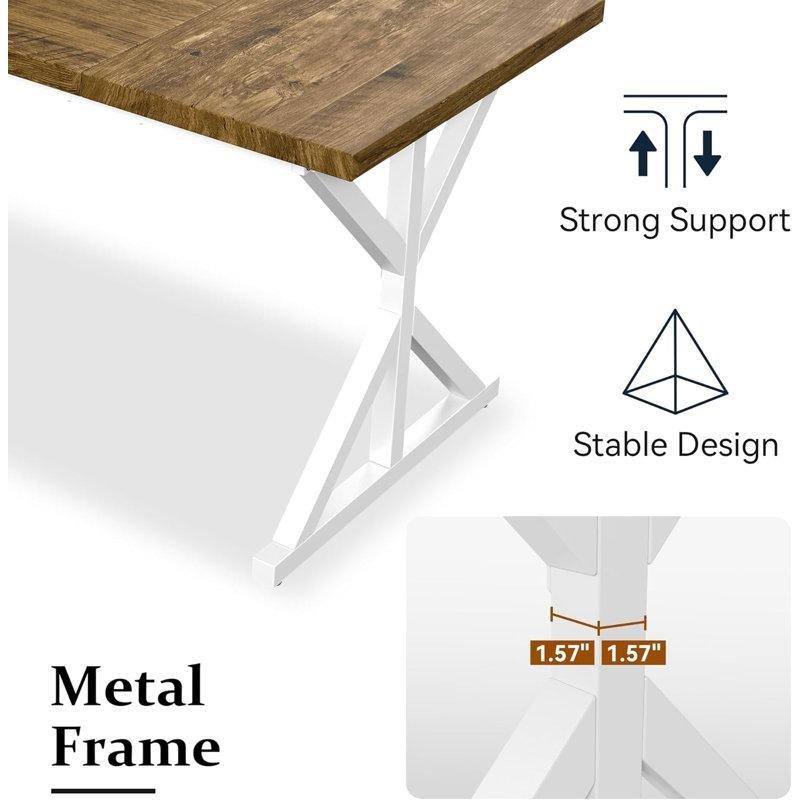 Endüstriyel Tasarımlı Kahverengi Masif Ahşap Yemek Masası 180x75x75 cm - 85939