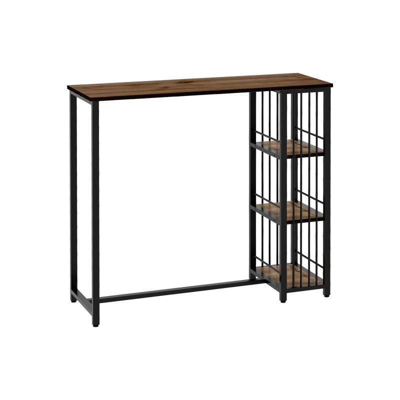 Endüstriyel Tasarımlı Siyah Çelik 3 Raflı Bar Masası 120x40x105 cm - 88609