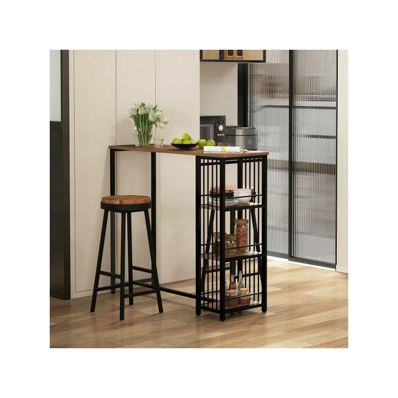 Endüstriyel Tasarımlı Siyah Çelik 3 Raflı Bar Masası 120x40x105 cm - 88609 Endüstriyel Tasarımlı Siyah Çelik 3 Raflı Bar Masası 120x40x105 cm - 88609