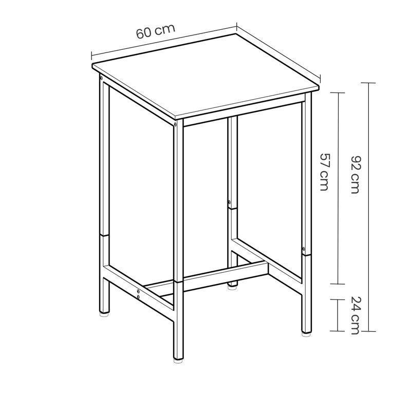 Endüstriyel Tasarımlı Siyah Çelik Tabanlı Kare Yemek Masası 92 cm - 87616