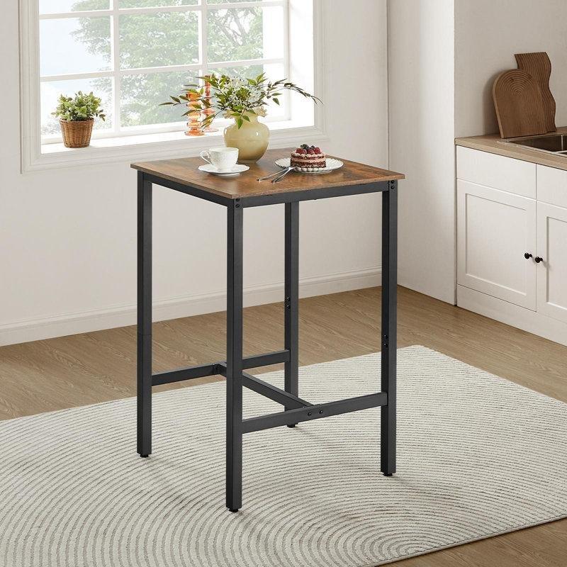 Endüstriyel Tasarımlı Siyah Çelik Tabanlı Kare Yemek Masası 92 cm - 87616 Endüstriyel Tasarımlı Siyah Çelik Tabanlı Kare Yemek Masası 92 cm - 87616