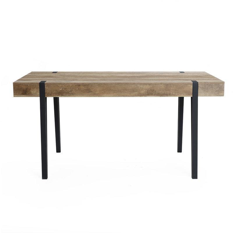Endüstriyel Tasarımlı Siyah Metal Ayaklı Kahverengi Ahşap 6 Kişilik Yemek Masası 160x90 cm - 84052