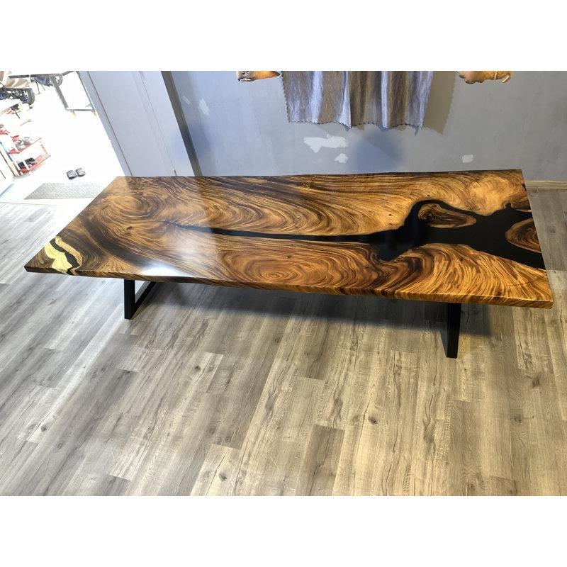 Epoksi Yemek Masası Maymun Ağacı Ahşap 118x47 cm Çift Ayaklı - 86752