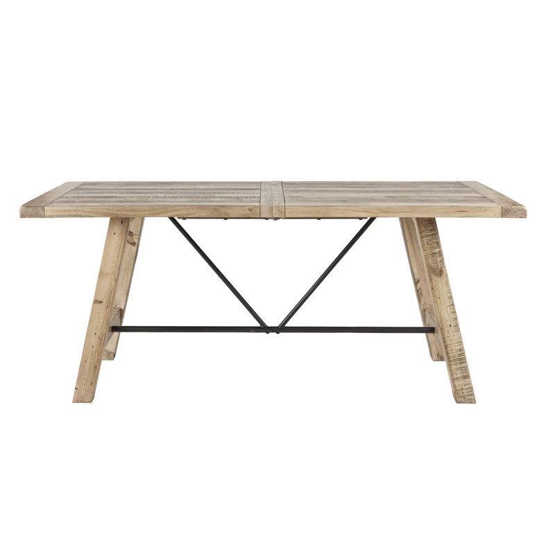 Eskitme Çam Masif Ahşap Üstü Siyah Metal Ayaklı Dikdörtgen Yemek Masası 183x91 cm - 86641