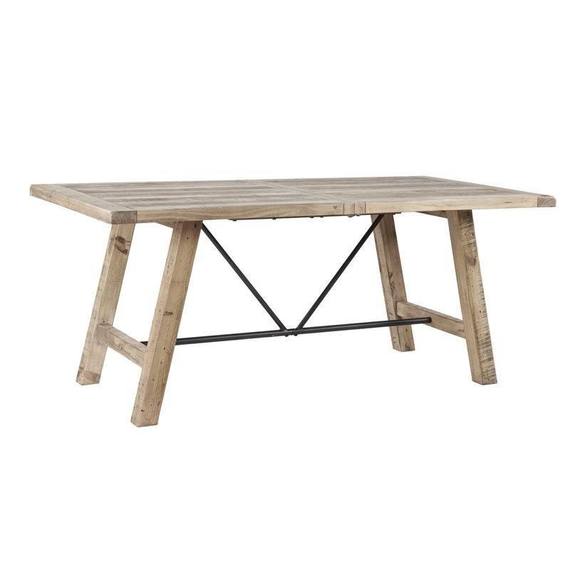 Eskitme Çam Masif Ahşap Üstü Siyah Metal Ayaklı Dikdörtgen Yemek Masası 183x91 cm - 86641