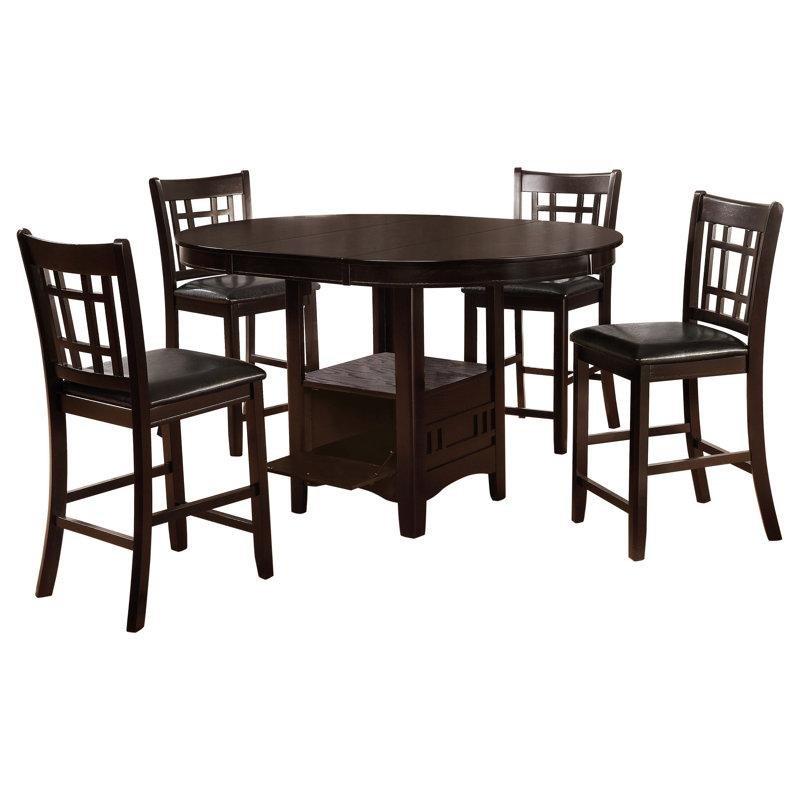 Espresso Rengi Açılabilir Yuvarlak Mutfak Masası ve 4 Sandalyeli Yemek Seti - 85060.0