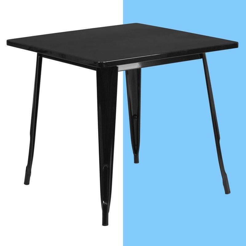Feodora Metal Kare Yemek Masası 80 cm Siyah Taban - 87523