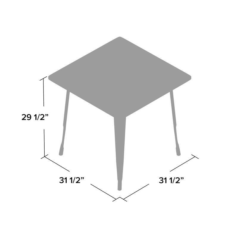 Feodora Metal Kare Yemek Masası 80 cm Siyah Taban - 87523