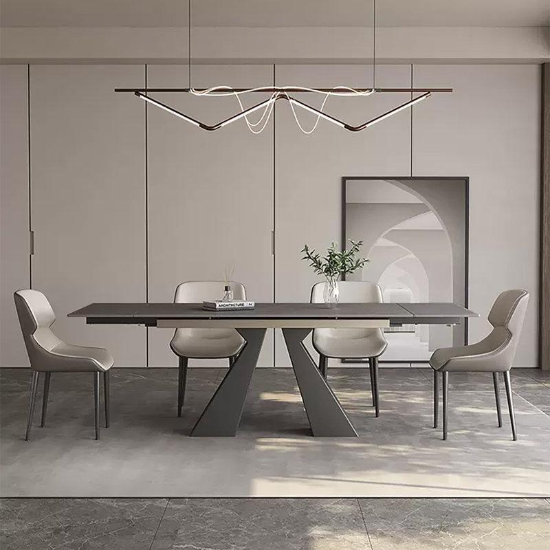 Füme Taş Üstlü Uzatılabilir Yemek Masası 90x240 cm Siyah Pedestal Ayaklı - 86887