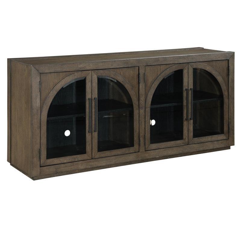 Geniş Ahşap Yemek Masası Konsol Takımı 178 cm Katedral Cam Kapılı - 88510