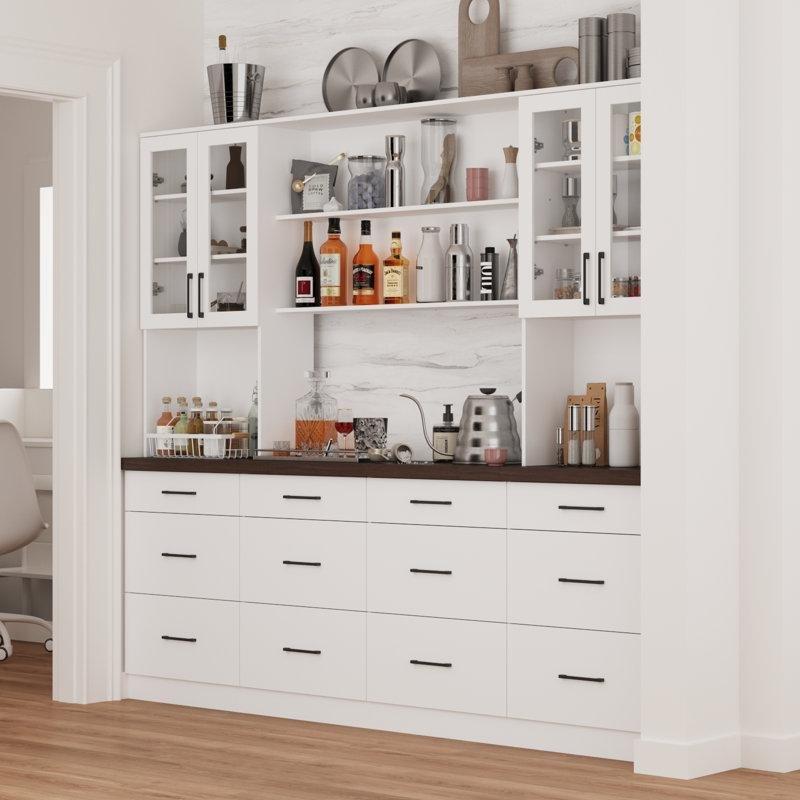 Geniş Beyaz Endüstriyel Ahşap Dolaplı Yemek Masası 239 cm - 86266