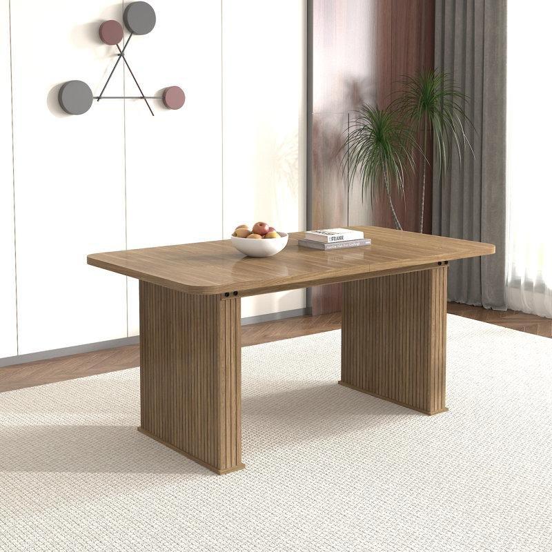 Genişletilebilir Bej Kahverengi Endüstriyel Ahşap Yemek Masası 160-200 cm - 84091