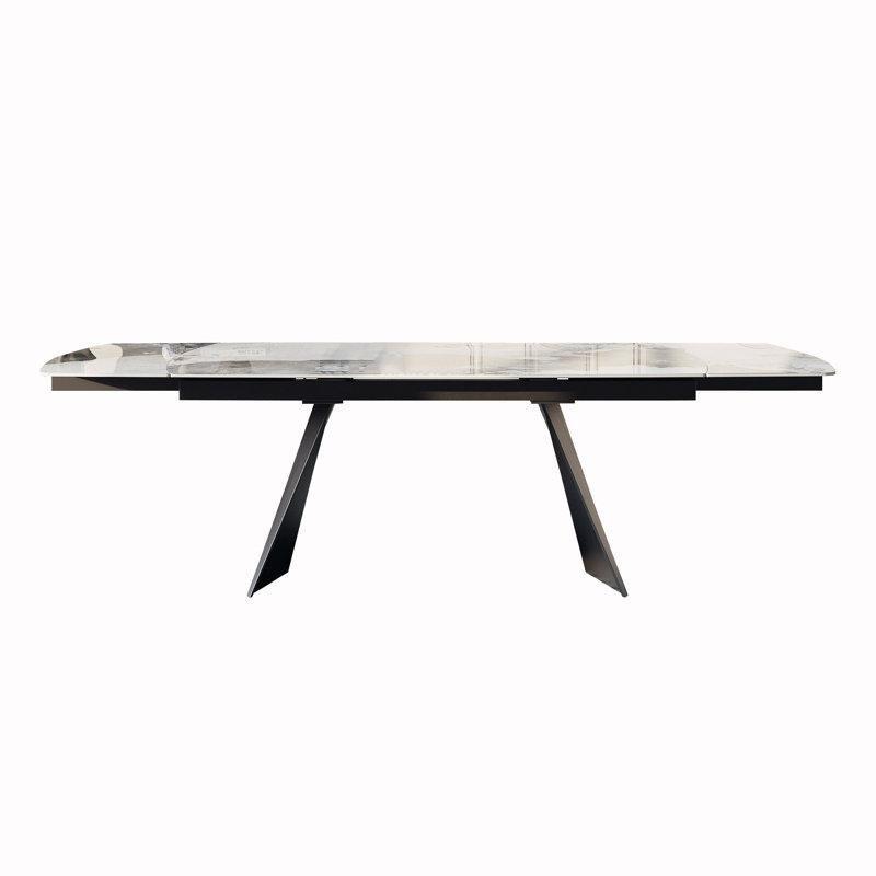 Genişletilebilir Siyah Çelik Ayaklı Sinterleme Taş Yemek Masası 165-240 cm - 84604