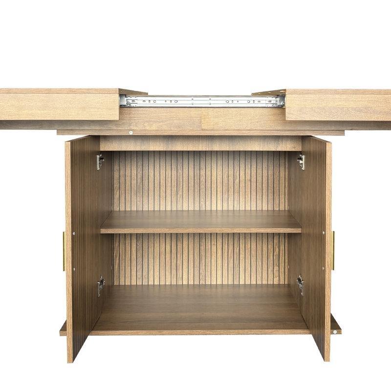 Genişletilebilir Siyah Kahverengi Çekmeceli Yemek Masası 160-200 cm - 86491