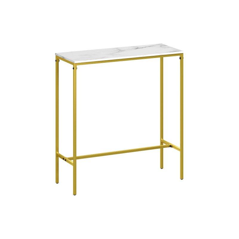 Gold Çerçeveli Beyaz Mermer Görünümlü Bar Masası 100x40x107 cm - 88660