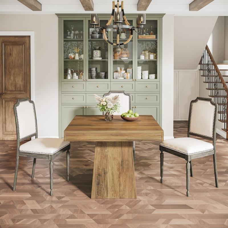 Gri Ahşap Kare Yemek Masası 80x80 cm Pedestal Tabanıyla - 87583