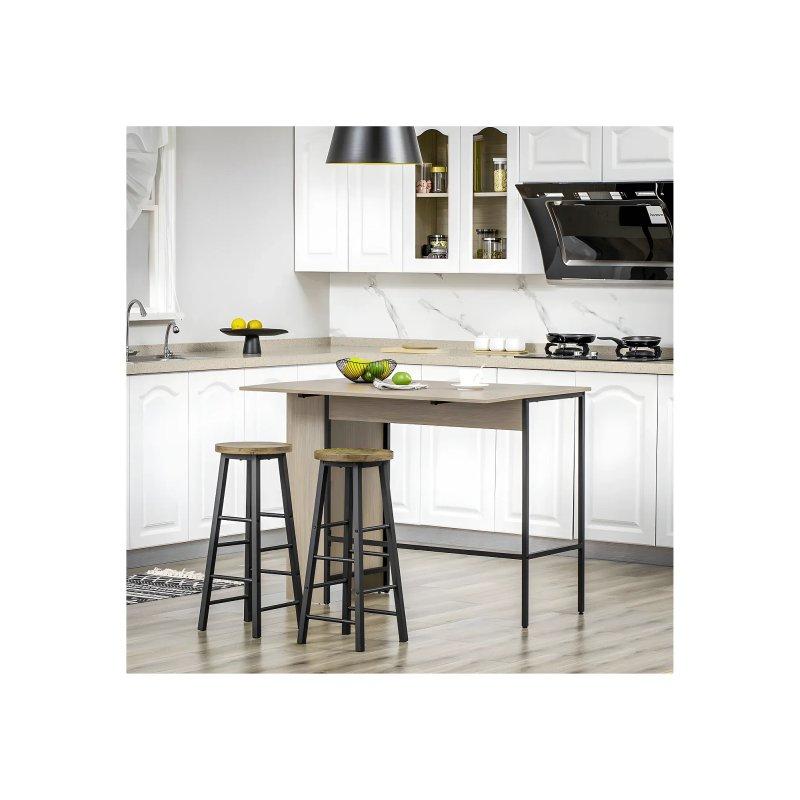 Gri Ahşap Metal Ayaklı Açılır Bar Masası 120 cm - 88579