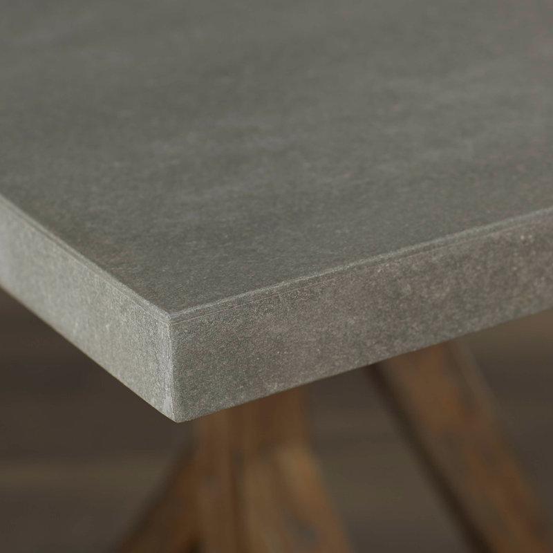 Gri Betonlu Masif Çam Ahşap Trestle Yemek Masası 183x107x76 cm - 87016