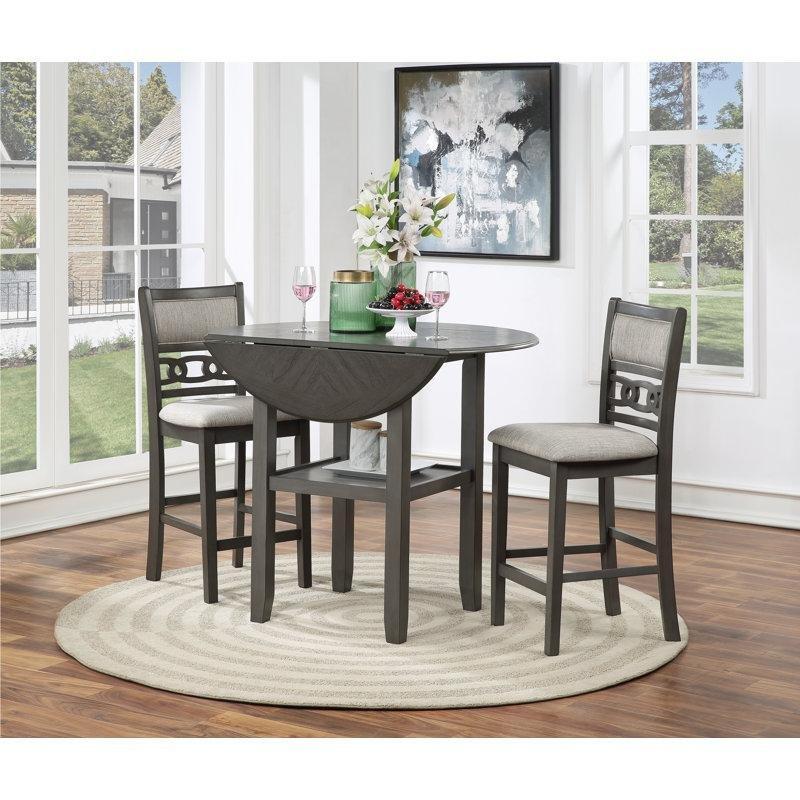 Gri Dönerli Masif Ahşap Açılır Küçük Mutfak Masası 2 Sandalyeli Set - 85543.0