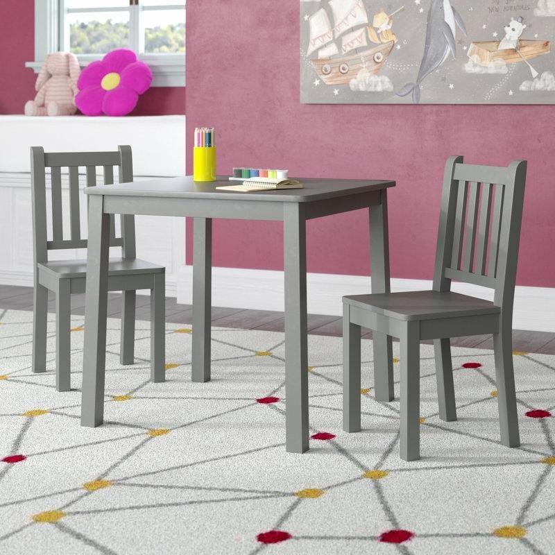 Gri Endüstriyel Ahşap Çocuk Yemek Masası ve Sandalye Seti - 86551