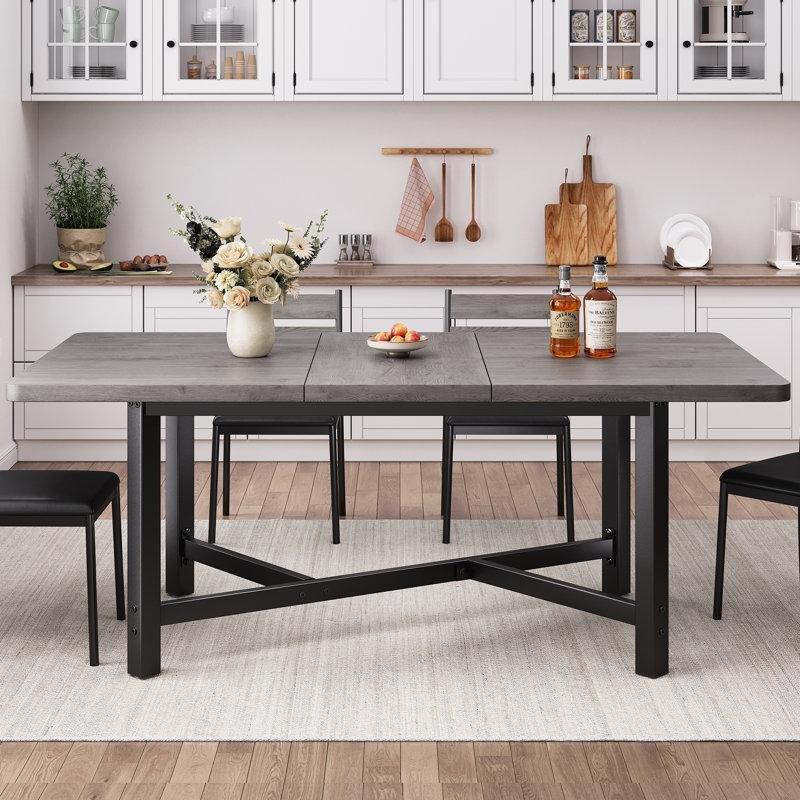 Gri Endüstriyel Ahşap Genişletilebilir Yemek Masası 120-160 cm - 87040