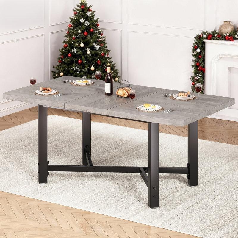 Gri Endüstriyel Ahşap Genişletilebilir Yemek Masası 120-160 cm - 87040