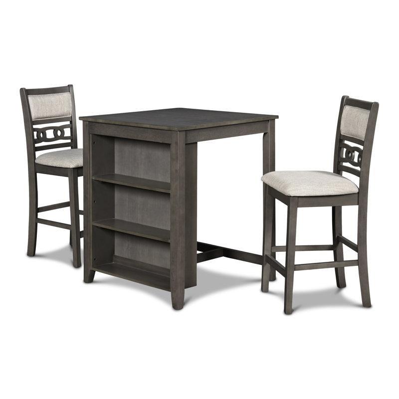 Gri Endüstriyel Ahşap Kare Küçük Mutfak Masası 76x76 cm ve 2 Sandalye Seti - 85522.0