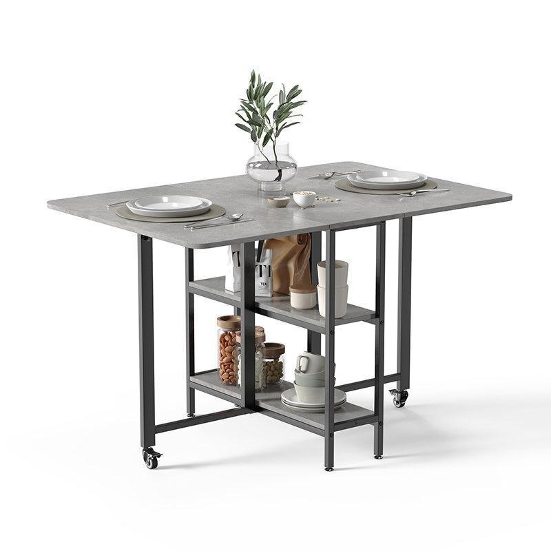 Gri Endüstriyel Ahşap Katlanabilir Yemek Masası 120 cm - 86386