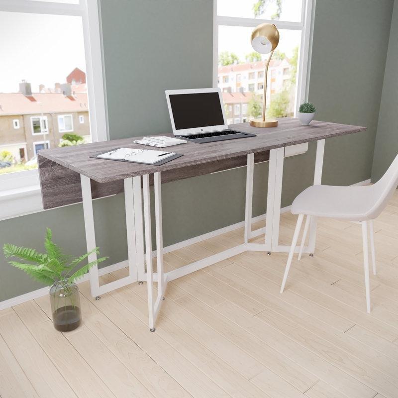 Gri Endüstriyel Ahşap Katlanabilir Yemek Masası 160x80 cm - 86272