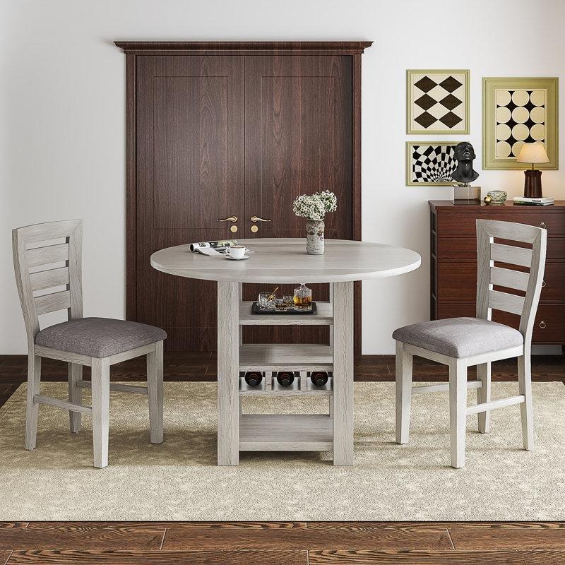 Gri Endüstriyel Ahşap Katlanır Mutfak Masası 91 cm Genişlik ve 2 Sandalyeli Set - 85465.0
