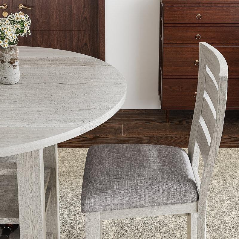 Gri Endüstriyel Ahşap Katlanır Mutfak Masası 91 cm Genişlik ve 2 Sandalyeli Set - 85465.0