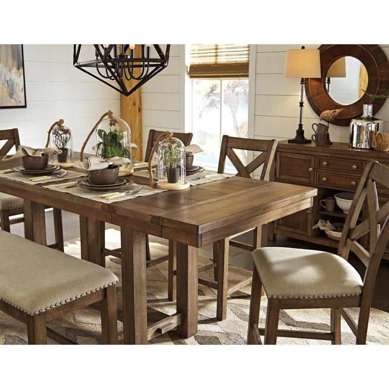 Gri Kahverengi Masif Ahşap Açılır Yemek Masası 91 cm Uzunluğa Kadar Genişletilebilir - 83437