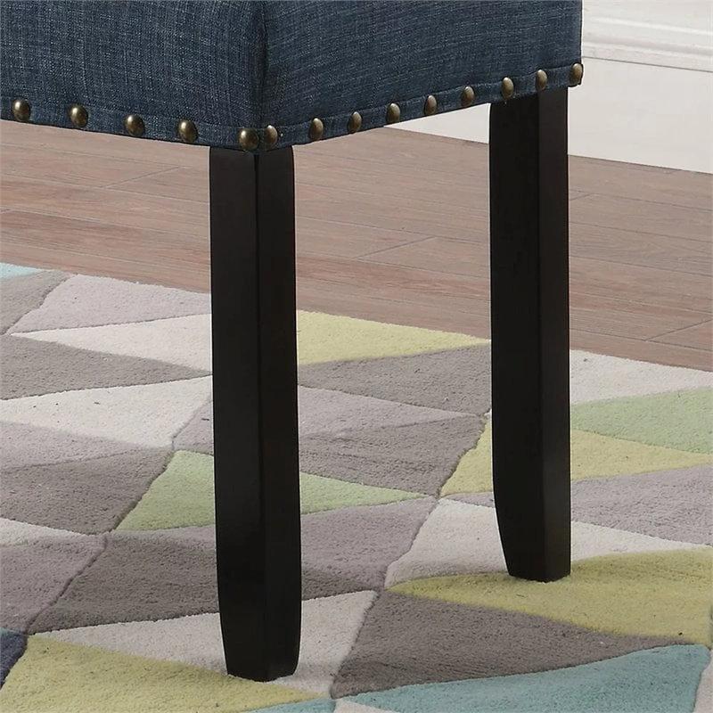 Gri Keten Kumaşlı Masif Ahşap Ayaklı Yemek Masası Bench 112 cm - 88282