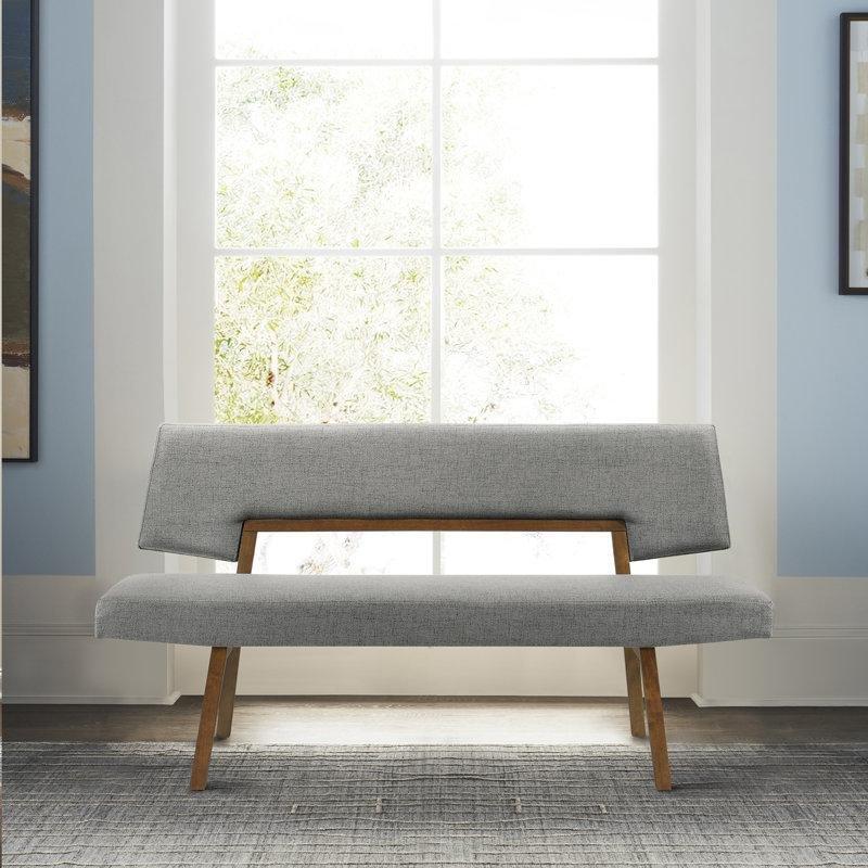 Gri Kumaş Döşemeli Endüstriyel Ahşap Yemek Masası Bench 160 cm - 88273