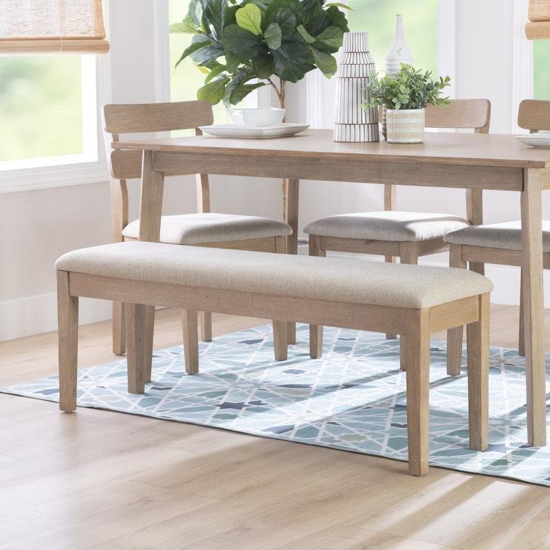 Gri Kumaşlı Kare Ayaklı Yemek Masası Bench 127x36x48 cm - 88309
