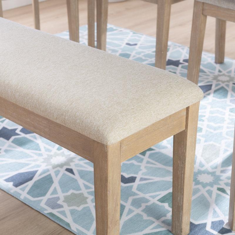 Gri Kumaşlı Kare Ayaklı Yemek Masası Bench 127x36x48 cm - 88309