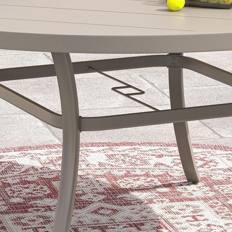 Gri Metal 127 cm Yuvarlak Bahçe Yemek Masası Şemsiye Deliği ile - 84538