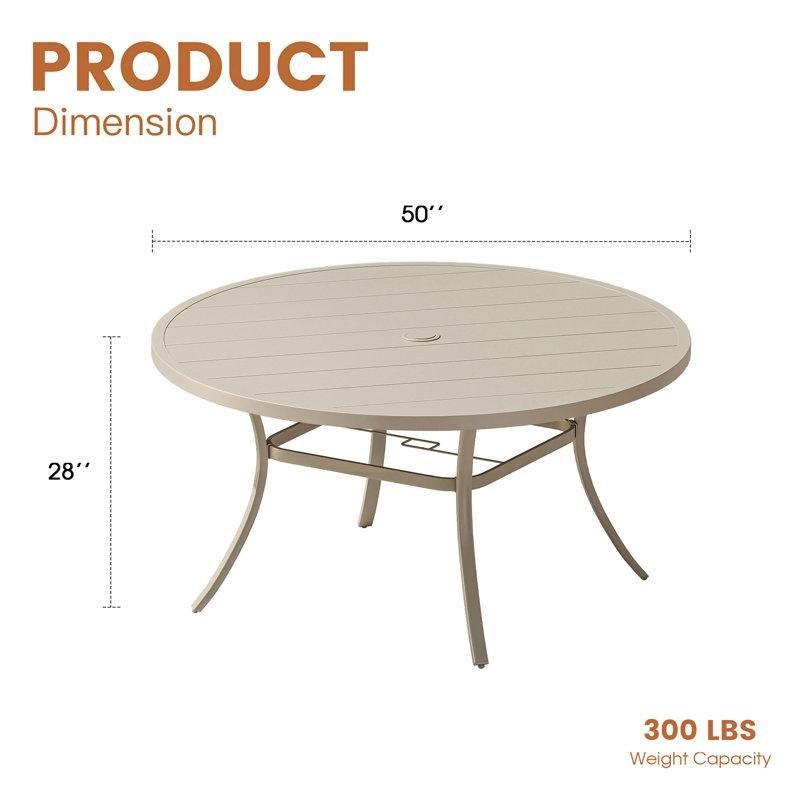 Gri Metal 127 cm Yuvarlak Bahçe Yemek Masası Şemsiye Deliği ile - 84538