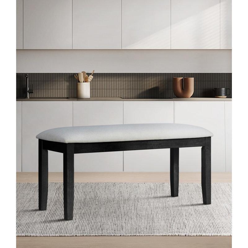 Gri Polyester Döşemeli Kırsal Ahşap Yemek Masası Bench 44 cm - 88327