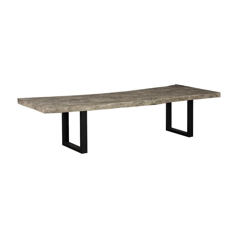 Gri Taş Renkli Chamcha Ağacı Genişletilebilir Kütük Yemek Masası 305 cm - 87904