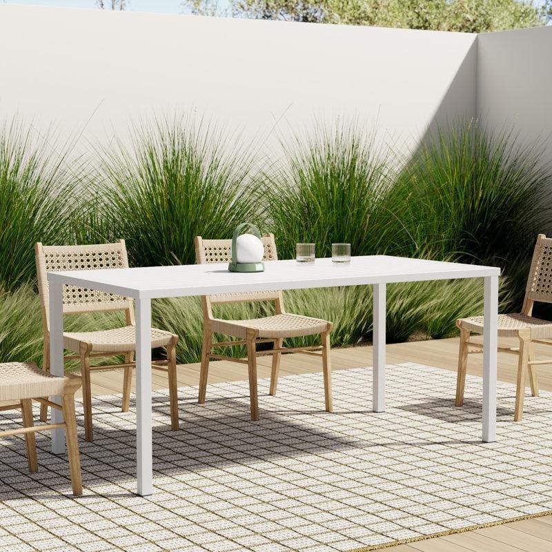 Gümüş Aluminyum Dikdörtgen Bahçe Yemek Masası 180x90 cm - 84496