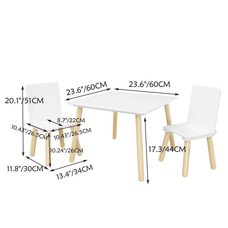 Hayvan Figürlü Beyaz Çocuk Yemek Masası ve Sandalye Seti 60x60 cm - 86566