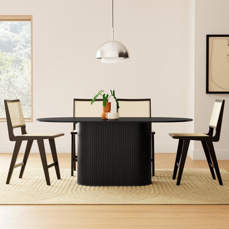 Iris Oak Yuvarlak Yemek Masası 180x94 cm Siyah Endüstriyel Ahşap - 84382
