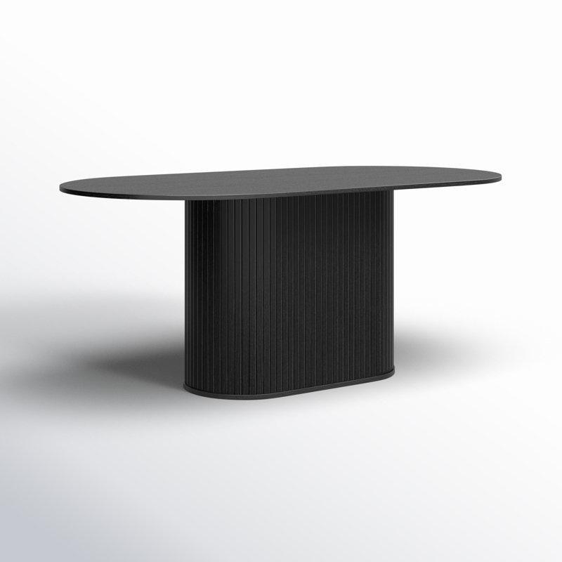 Iris Oak Yuvarlak Yemek Masası 180x94 cm Siyah Endüstriyel Ahşap - 84382