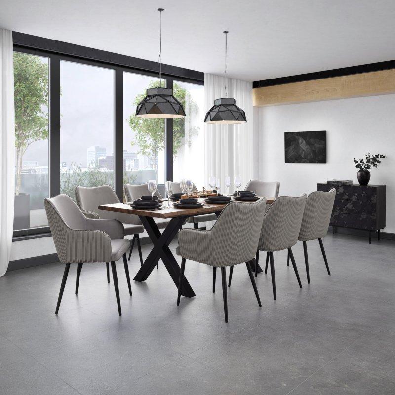 Kahverengi Ahşap Açılır Yemek Masası 90x76 cm Siyah Metal Ayaklı - 83785