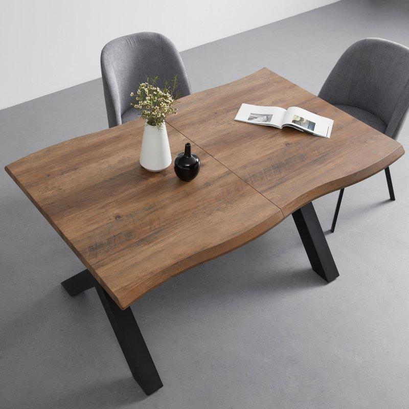 Kahverengi Ahşap Açılır Yemek Masası 90x76 cm Siyah Metal Ayaklı - 83785